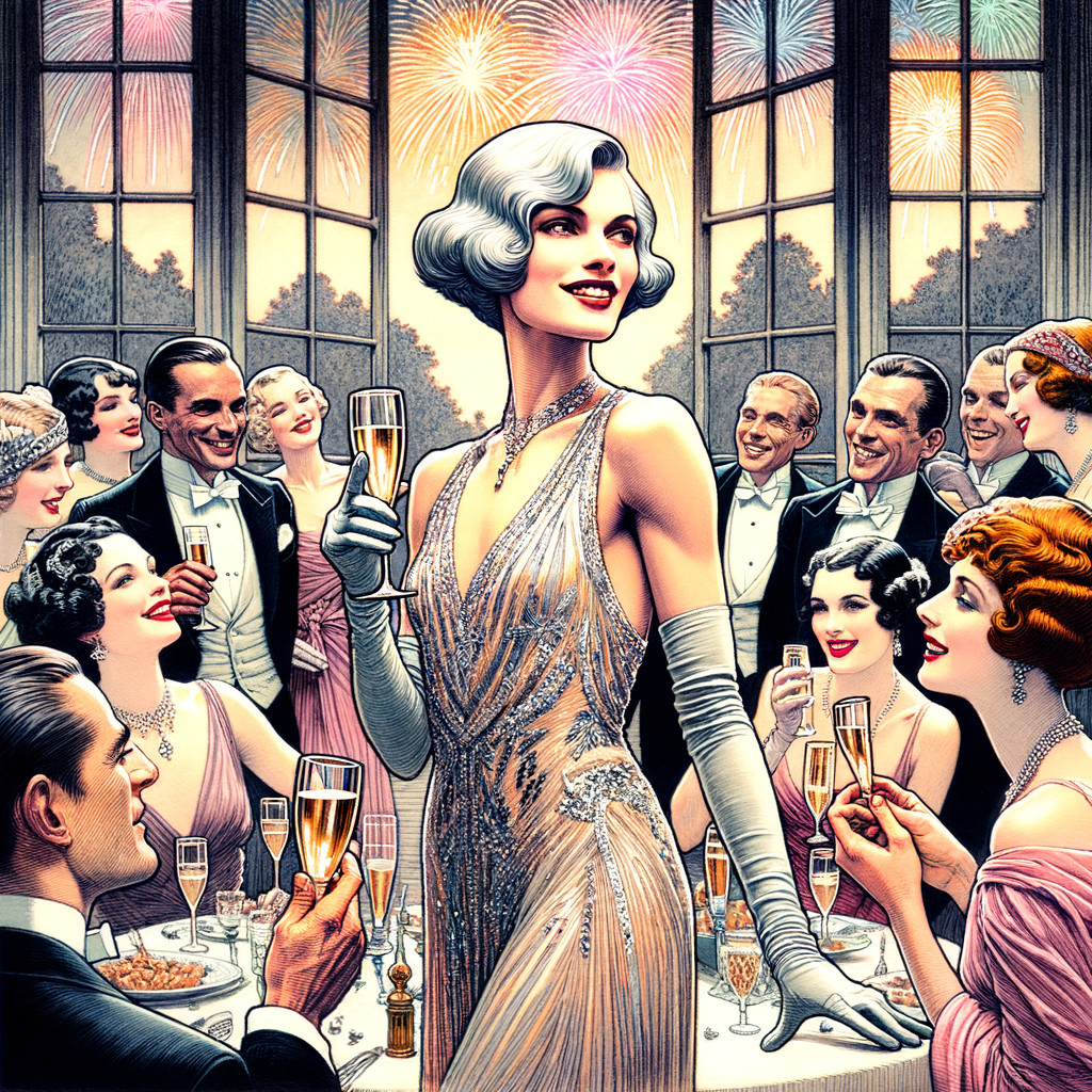 Glamorous 1920s Party with Fireworks and Elegance