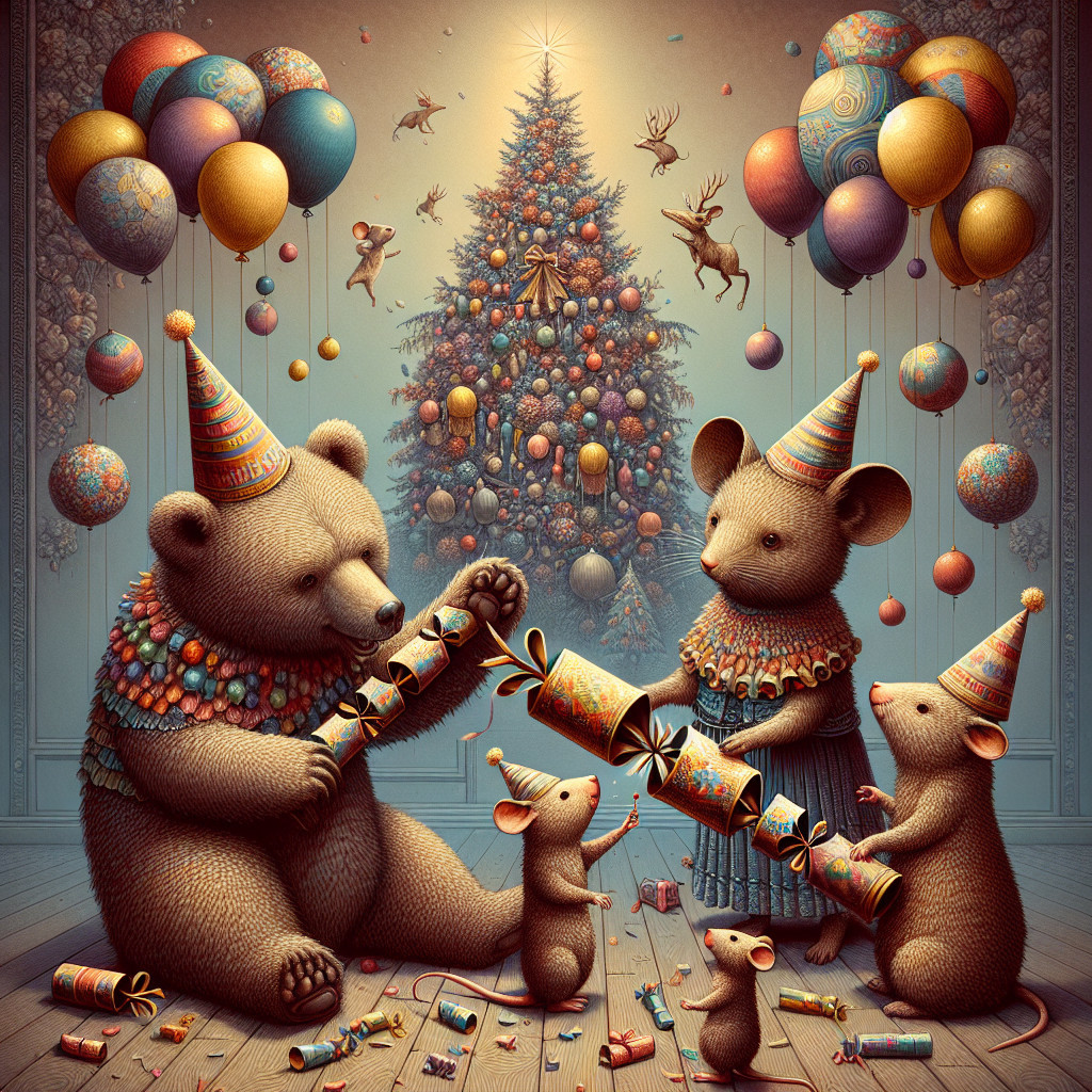 Furry Animals Celebrating with Party Popper Scene