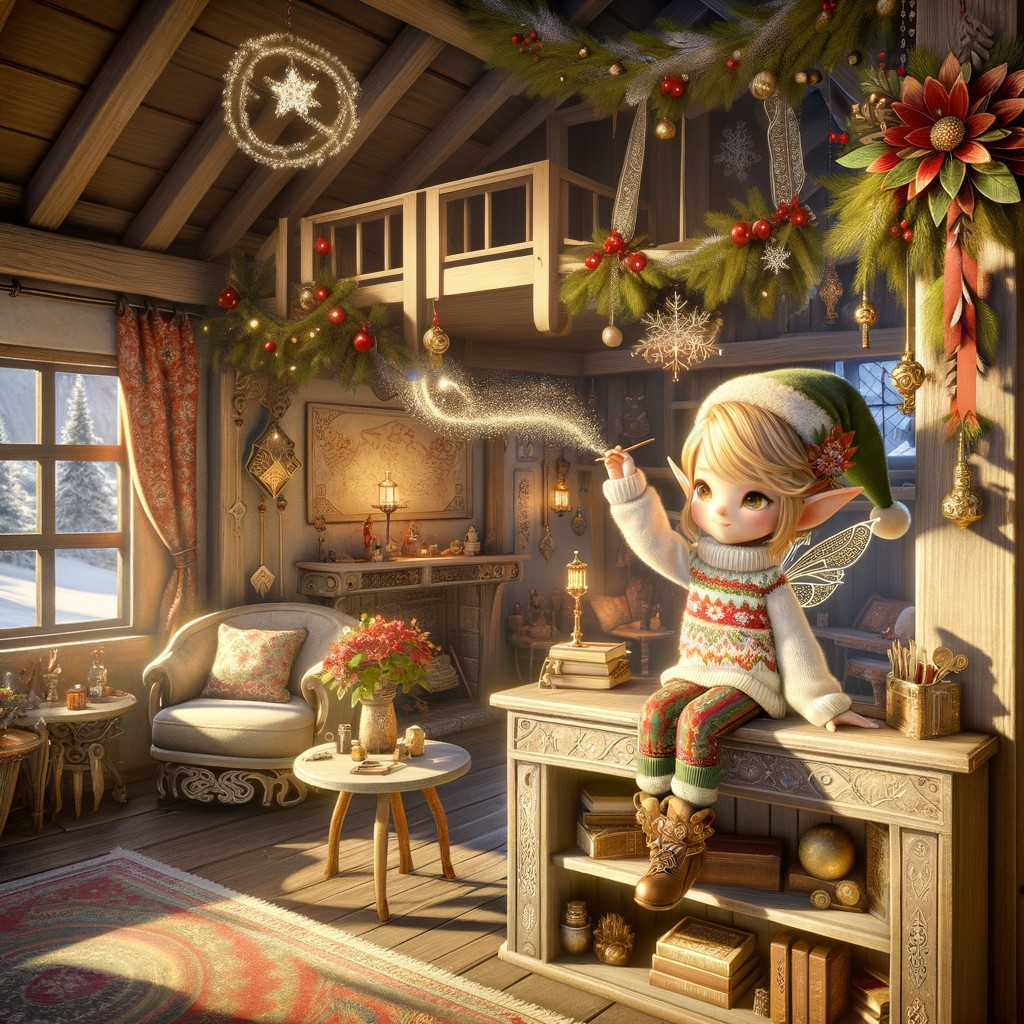 Cozy Holiday Cabin with Fairy Conjuring Magic