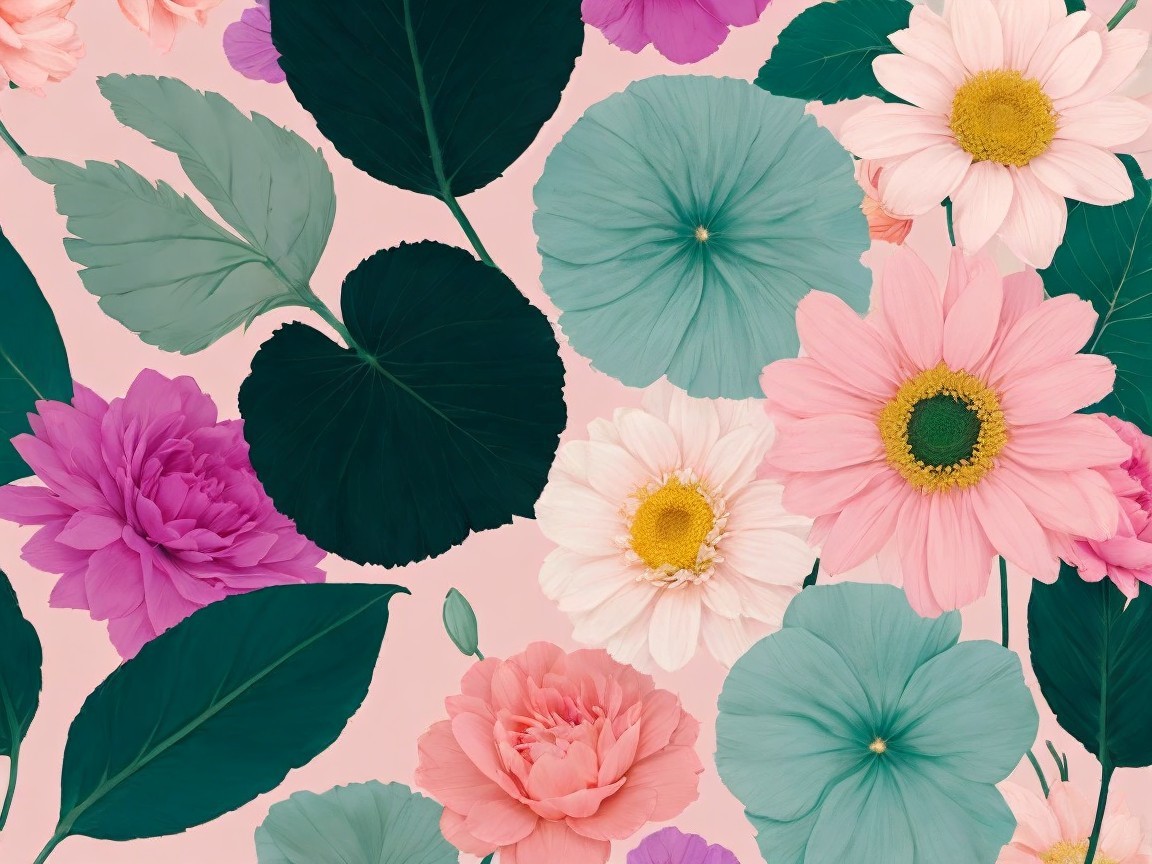 Vibrant Floral Pattern with Pink and Yellow Flowers