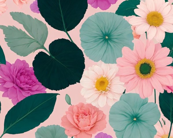 Vibrant Floral Pattern with Pink and Yellow Flowers