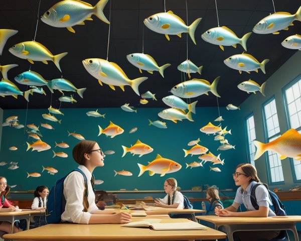 Classroom with Underwater Theme and Colorful Decor