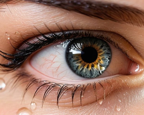 Close-up of a vibrant blue and gold human eye