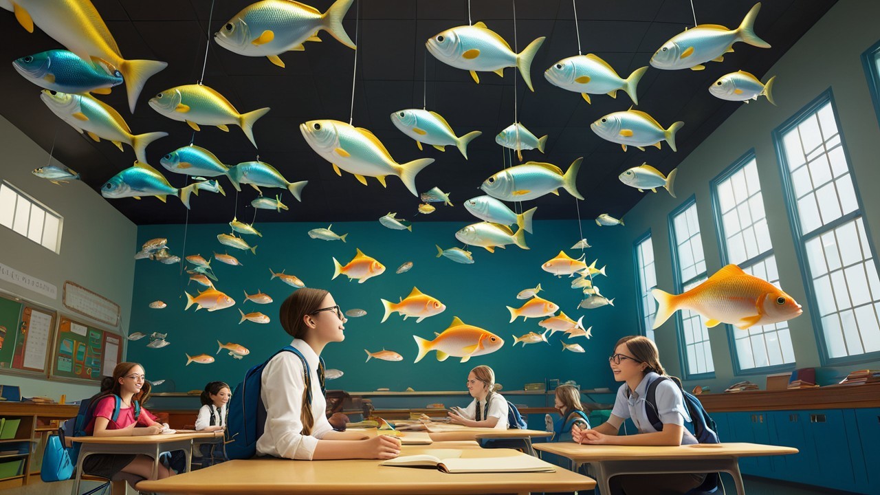 Classroom with Underwater Theme and Colorful Decor