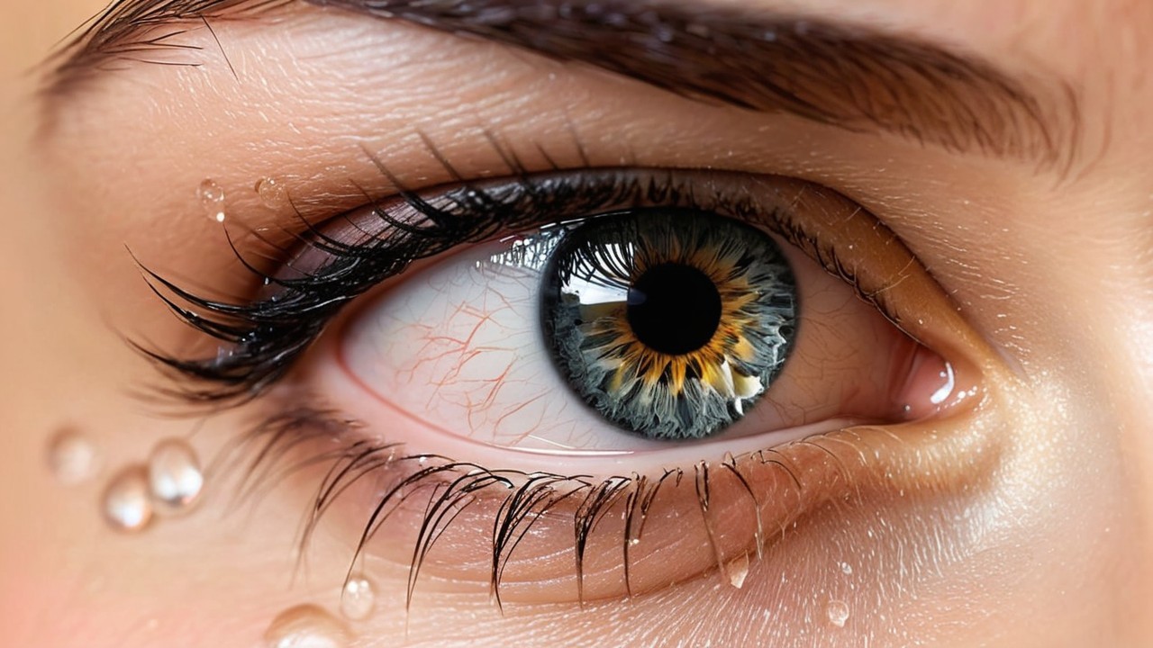 Close-up of a vibrant blue and gold human eye