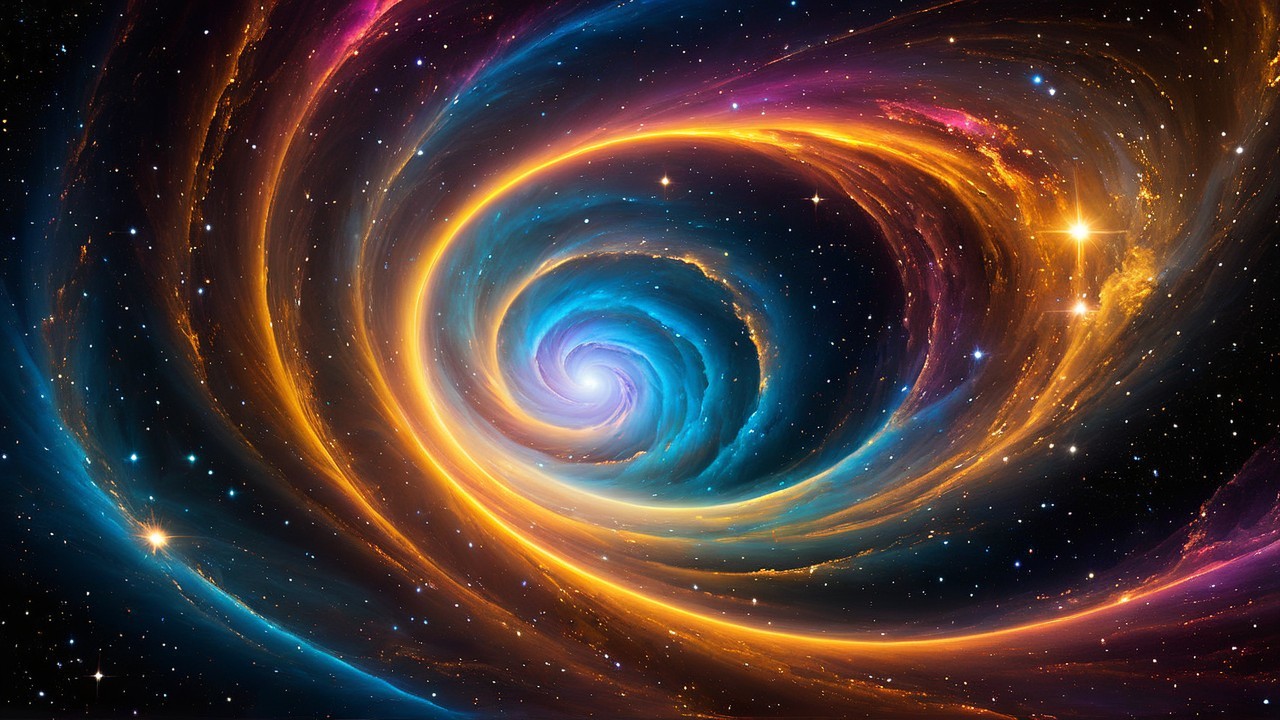 Vibrant Cosmic Whirlpool in a Star-Studded Galaxy
