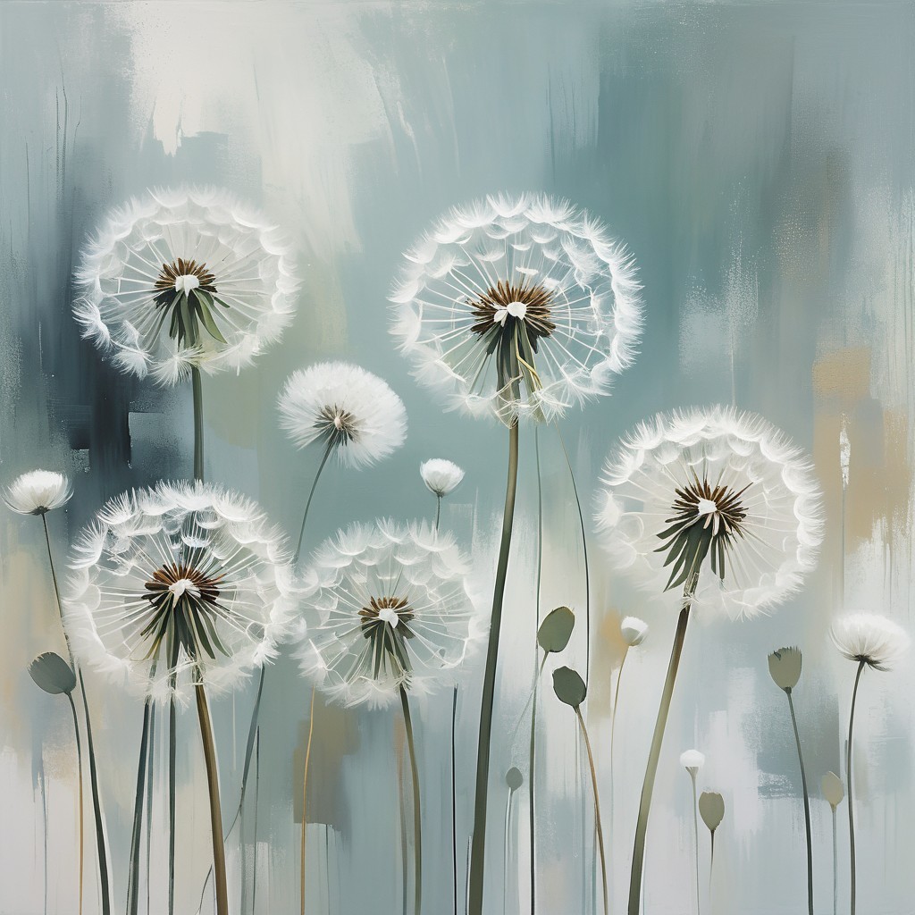 Artistic Depiction of Dandelions on Soft Background