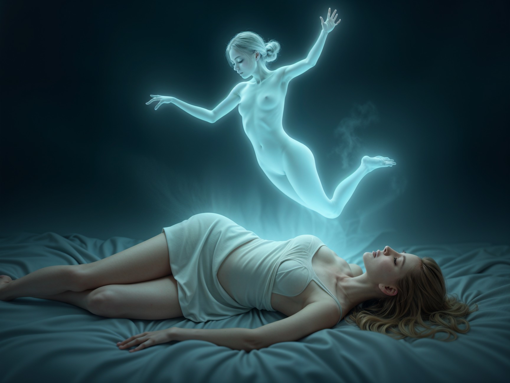 Serene Scene of Dreamlike Atmosphere with Ethereal Figure