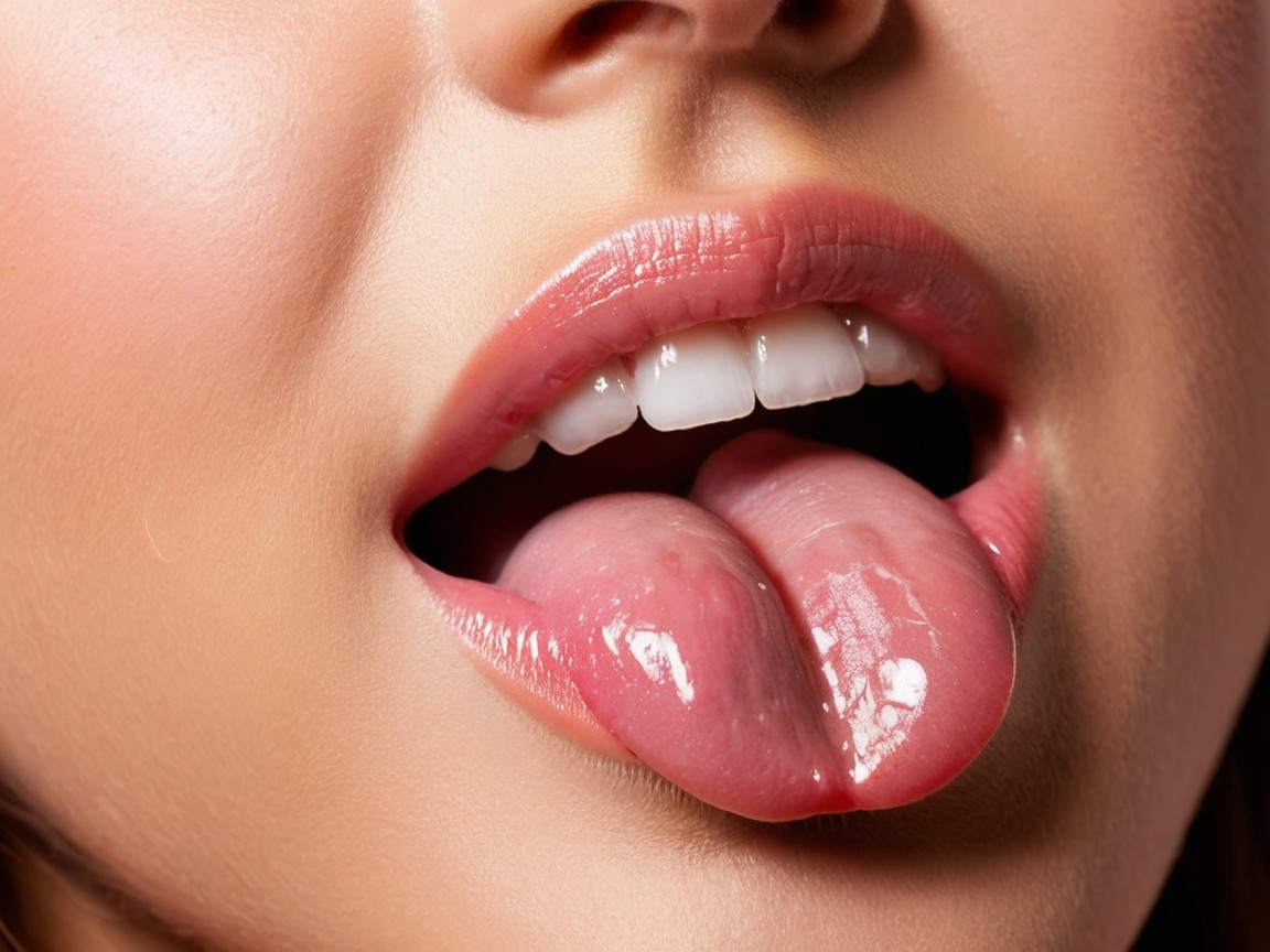 Close-Up of Woman's Lips and Playful Expression