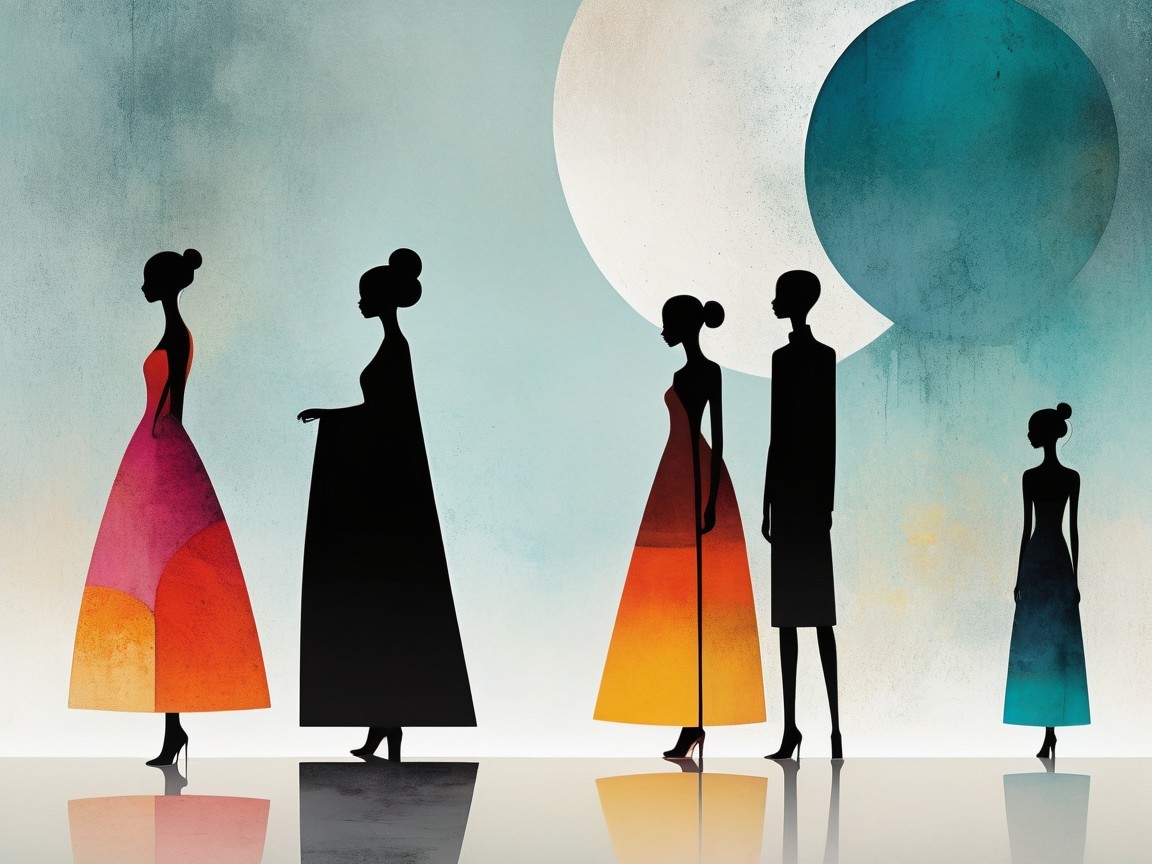 Elegant Silhouettes of Women in Stylish Dresses
