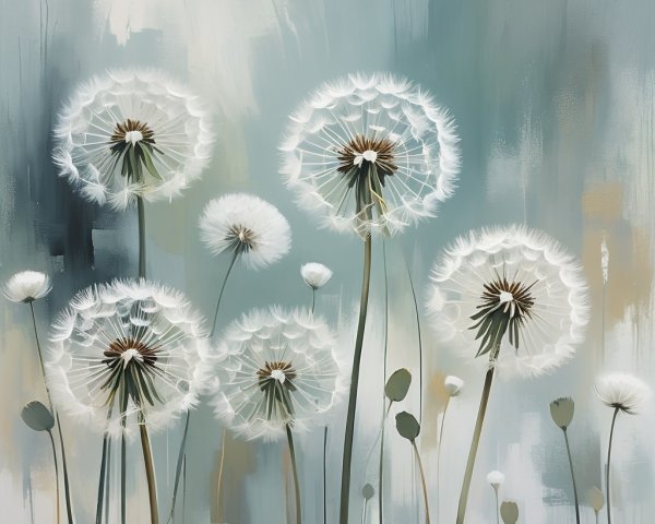 Artistic Depiction of Dandelions on Soft Background