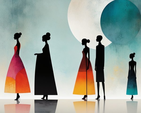 Elegant Silhouettes of Women in Stylish Dresses