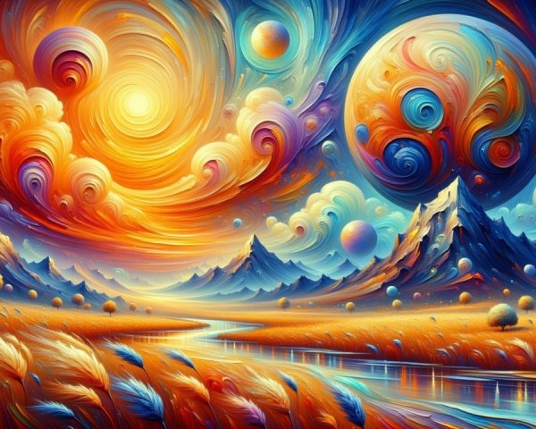 Vibrant Landscape with Colorful Mountains and River