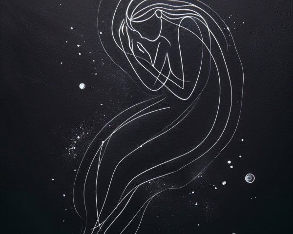 Minimalist Line Drawing of a Figure on Black Background