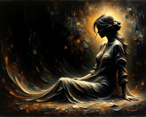 Abstract Digital Painting of a Woman in Profile