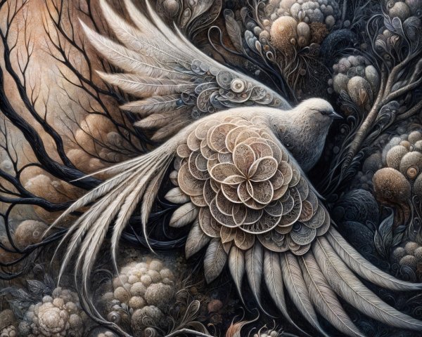 Detailed Digital Painting of a White Bird in Flight