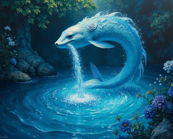 Majestic Dolphin Leaping from a Serene Blue Pool