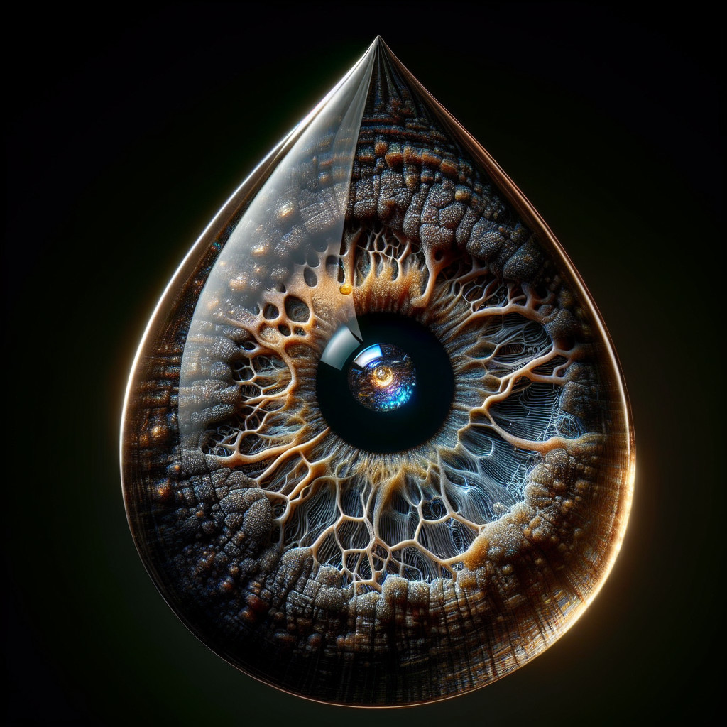 Teardrop Shape with Eye-like Patterns and Glow