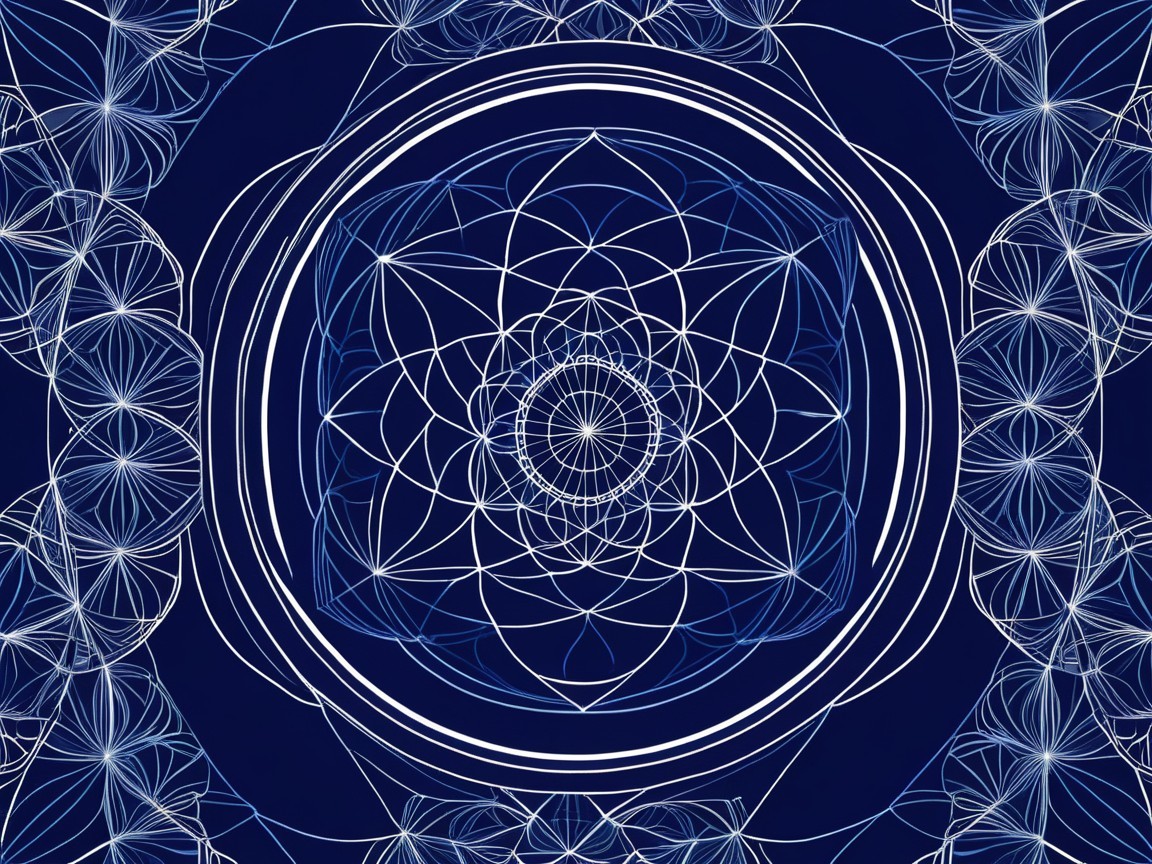 Intricate Geometric Mandala Design on Navy Background
