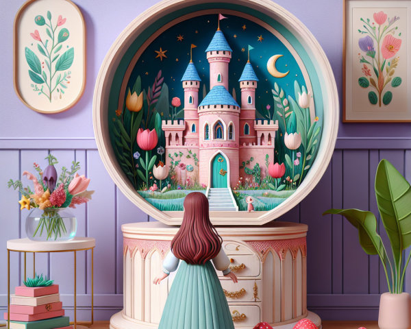 Whimsical Room with Pink Castle and Floral Decor