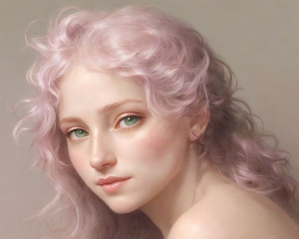 Portrait of a young woman with pastel pink hair
