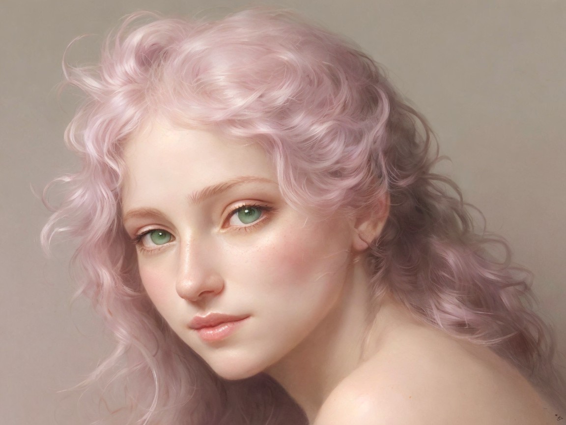 Portrait of a young woman with pastel pink hair