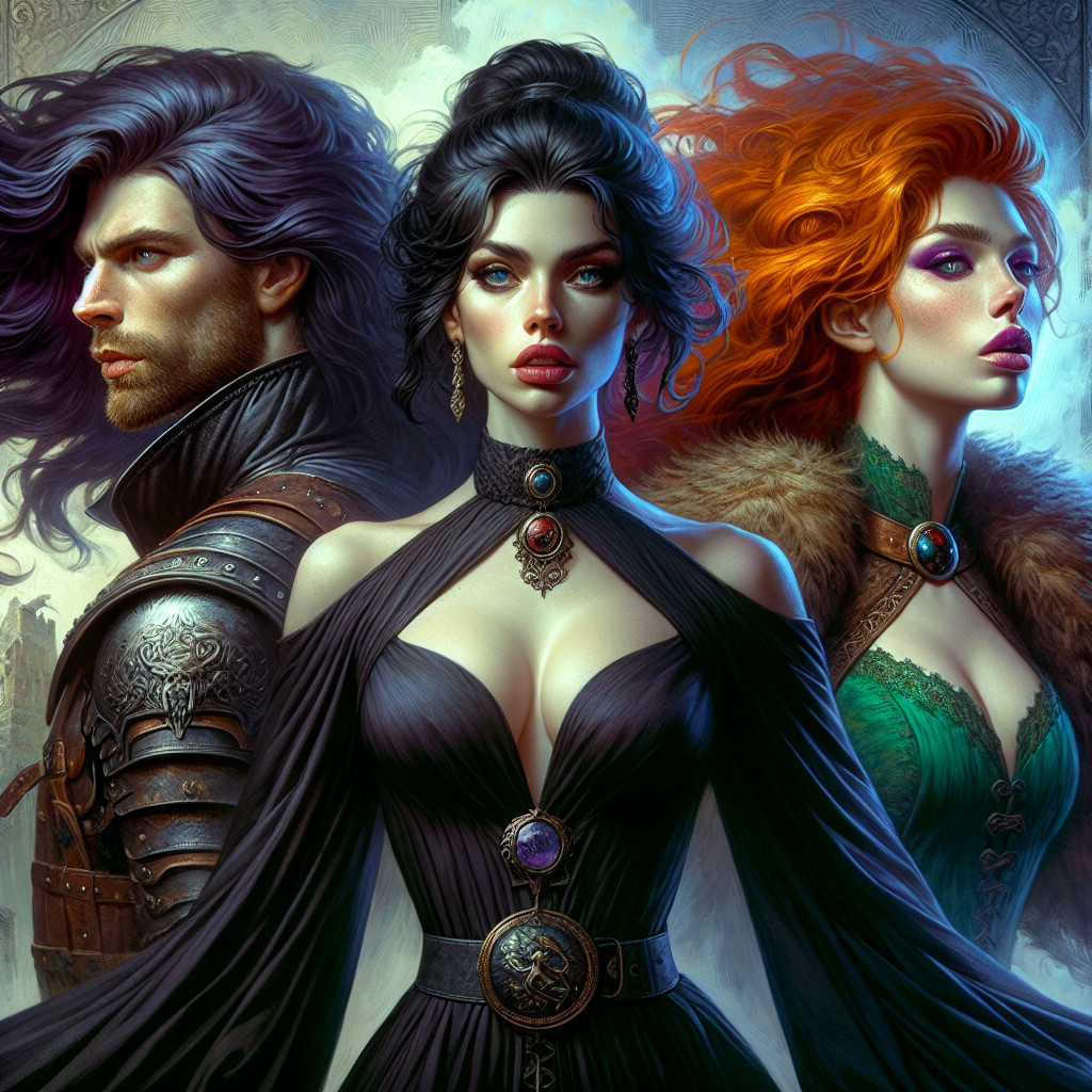 Three Distinct Characters in Elegant Styles and Emotions