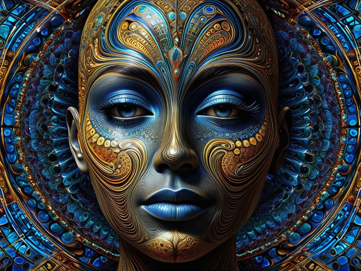 Abstract Portrait with Vibrant Colors and Patterns