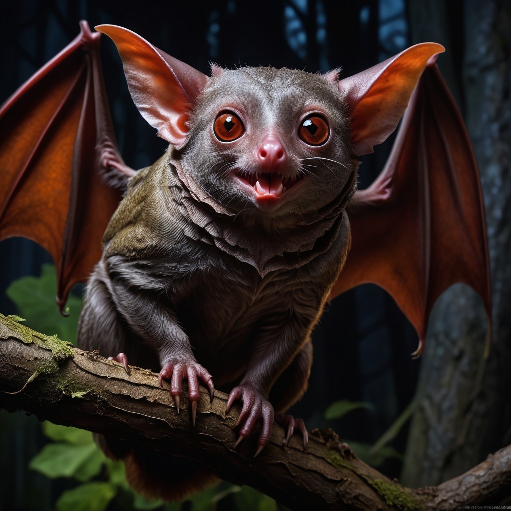 Whimsical Bat-like Creature in Enchanted Forest