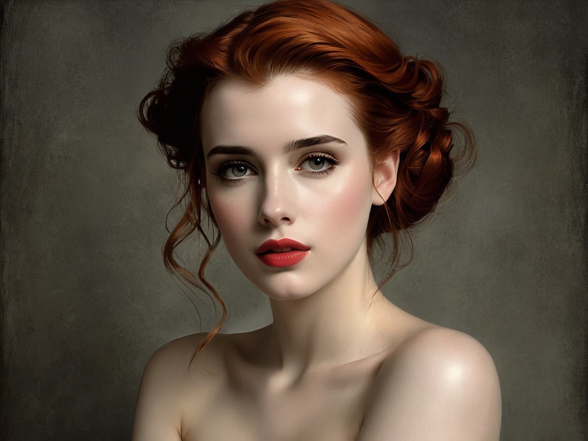 Portrait of a Young Woman with Elegant Red Hair
