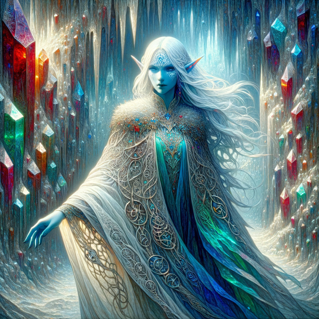 Ethereal Figure in a Mystical Crystal Realm