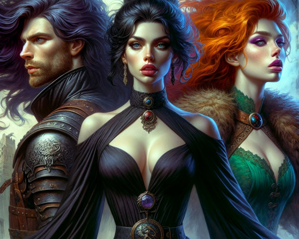 Three Distinct Characters in Elegant Styles and Emotions