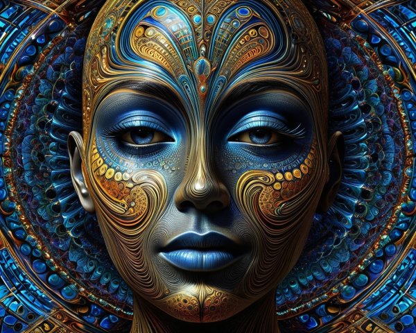 Abstract Portrait with Vibrant Colors and Patterns
