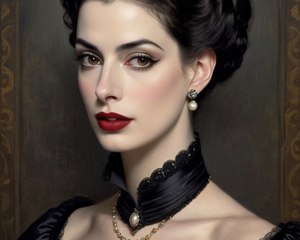Vintage Portrait of a Woman in Elegant Black Dress
