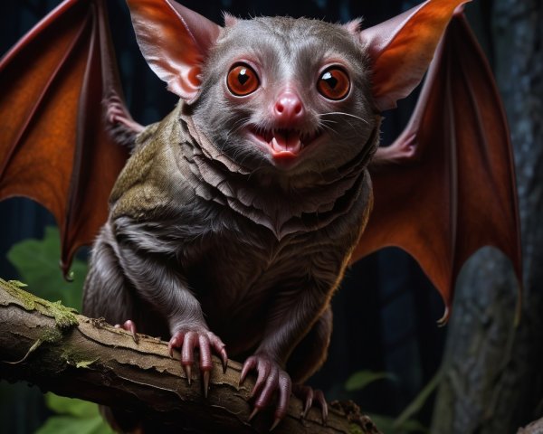 Whimsical Bat-like Creature in Enchanted Forest