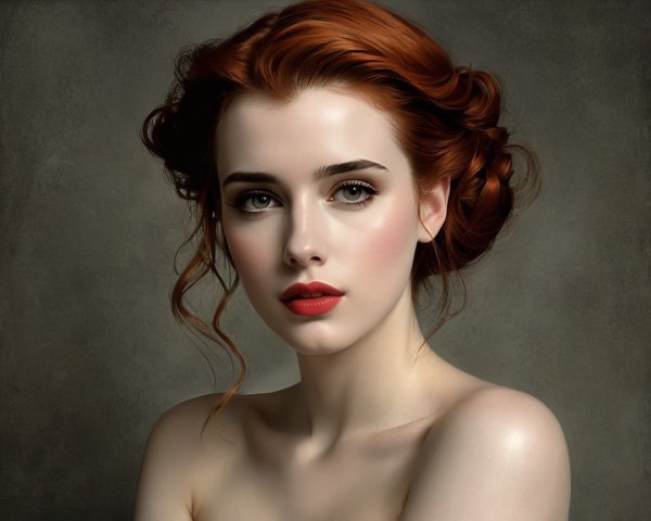 Portrait of a Young Woman with Elegant Red Hair