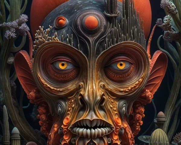 Surreal Underwater Scene with Grotesque Creature