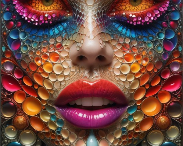 Artistic Portrait of a Woman with Colorful Patterns