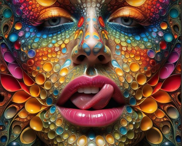 Colorful Portrait of a Woman with Intricate Patterns