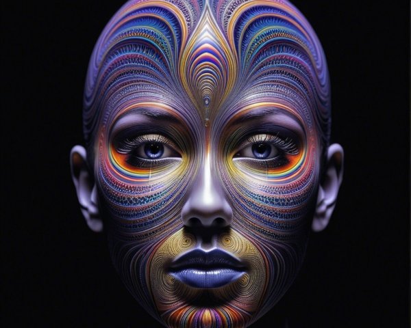 Stylized Portrait with Colorful Patterns and Hues