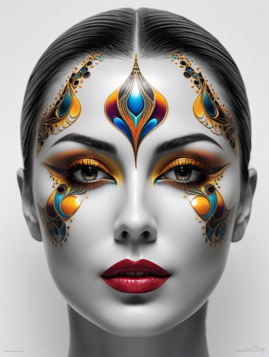 Vibrant Portrait with Intricate Facial Makeup Design