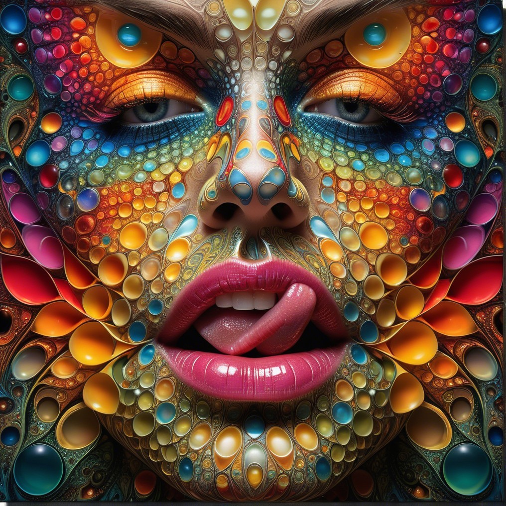 Colorful Portrait of a Woman with Intricate Patterns
