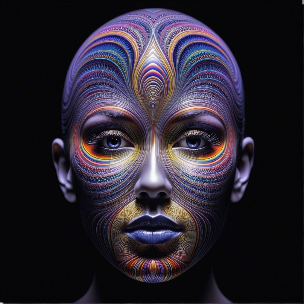 Stylized Portrait with Colorful Patterns and Hues