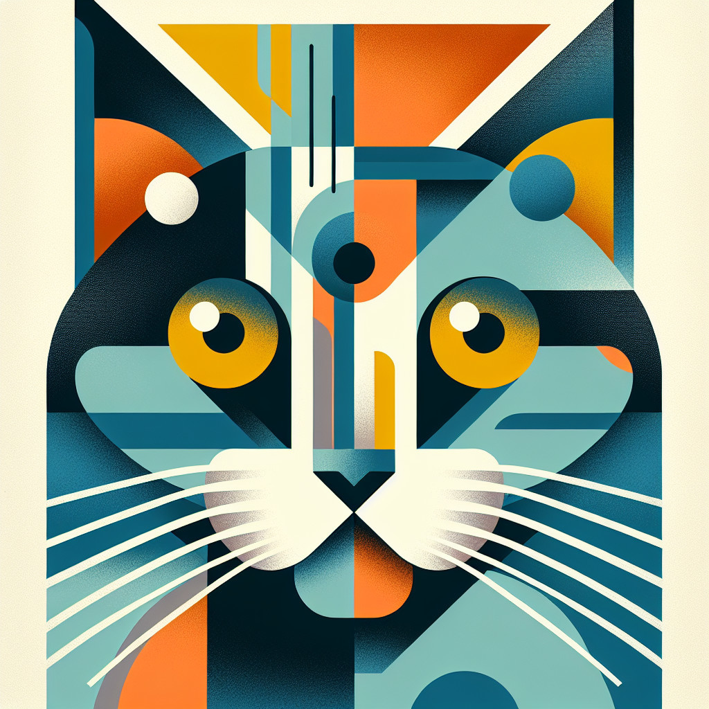 Abstract Cat Face Illustration with Geometric Shapes