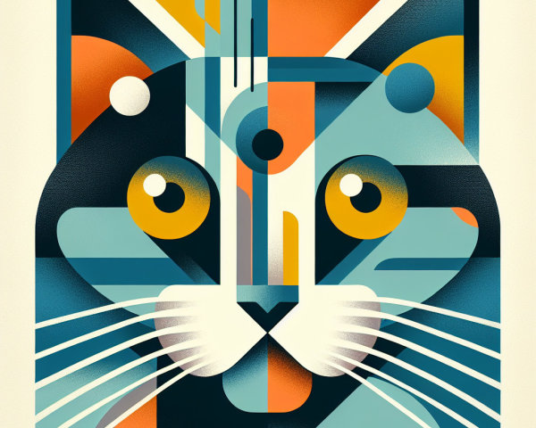 Abstract Cat Face Illustration with Geometric Shapes