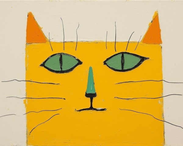 Vibrant Stylized Cat Face in Bright Colors