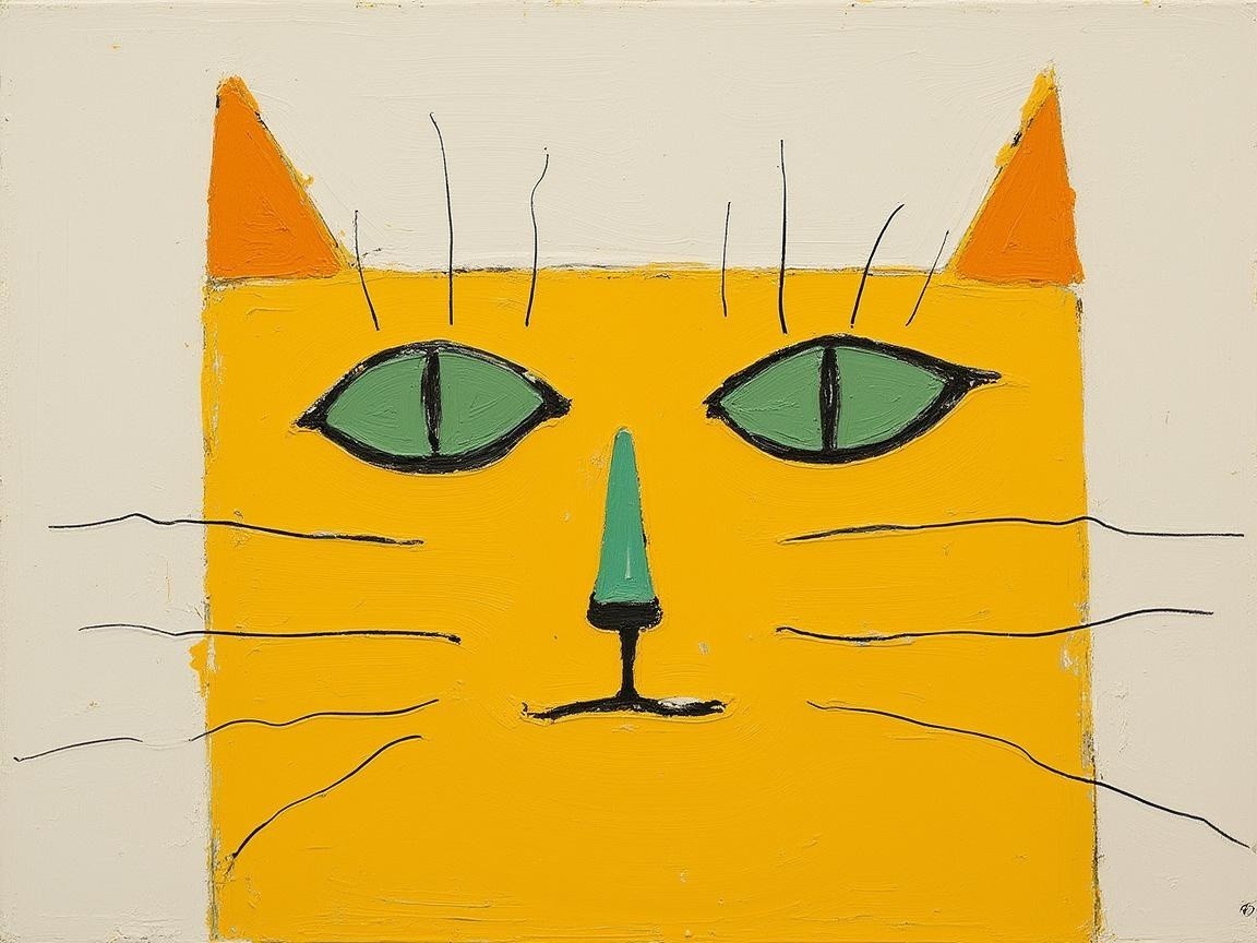 Vibrant Stylized Cat Face in Bright Colors