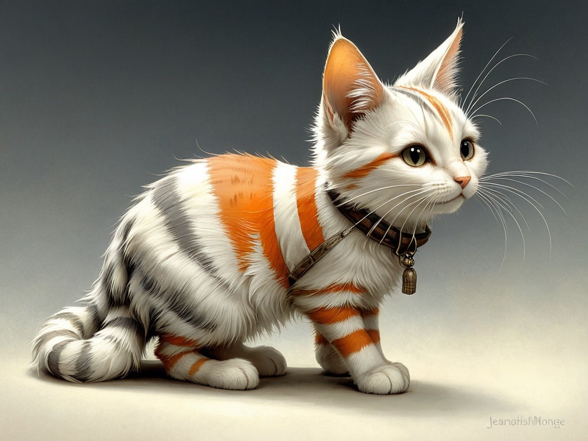 Whimsical Orange and White Striped Cat Description