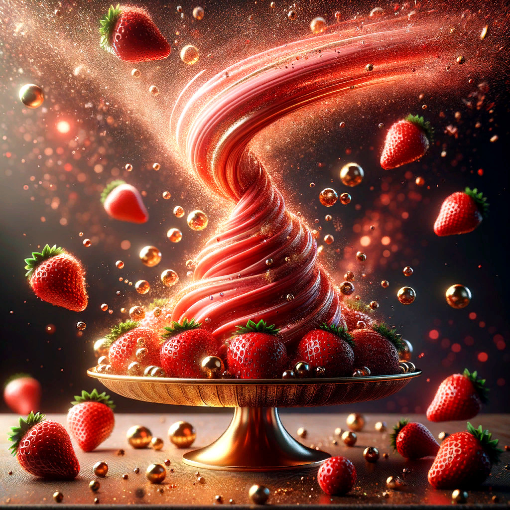 Vibrant Soft-Serve Ice Cream with Strawberries Display