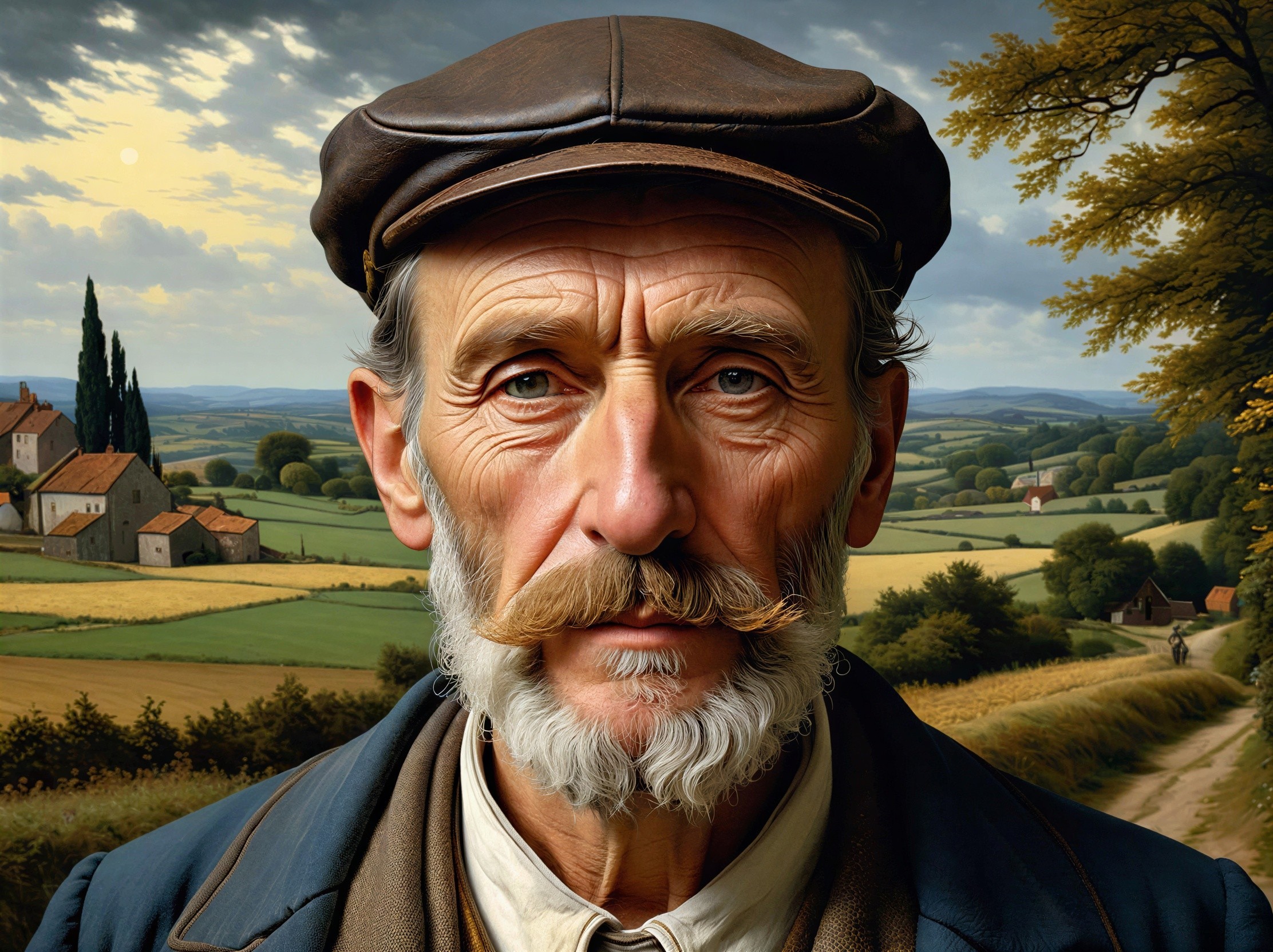 Close-up portrait of an older man in countryside setting